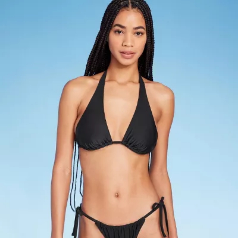 Women's Multiway Triangle Bikini Top - Wild Fable Black Large